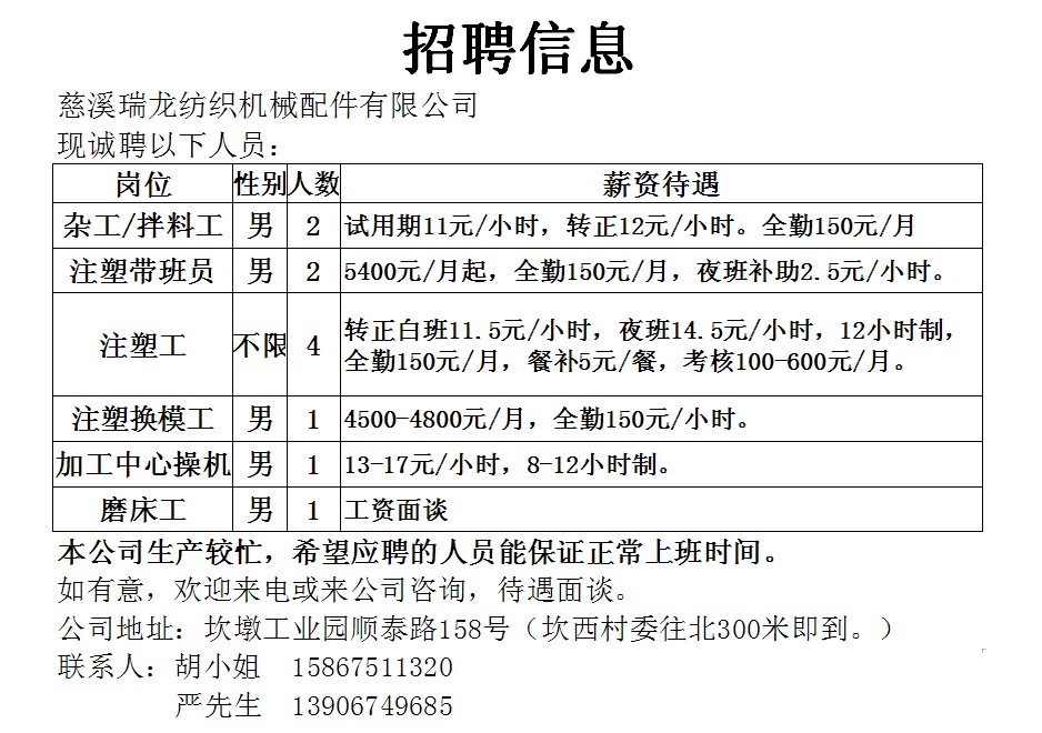 慈溪龙山三北最新招聘，职场人的新起点